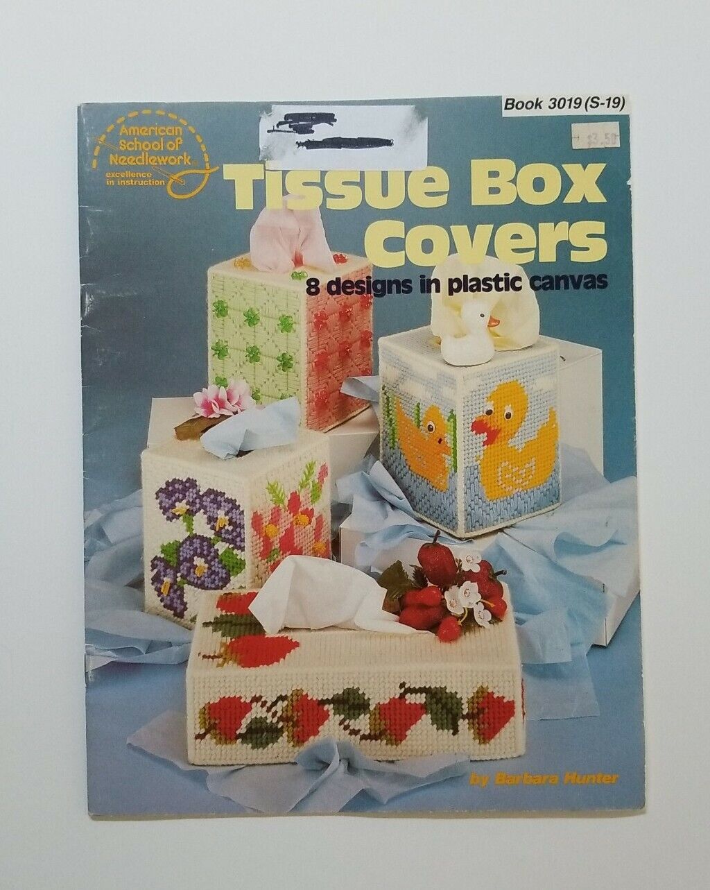 Plastic Canvas Tissue Box Covers Pattern Booklet 8 Designs Floral Duck Holiday