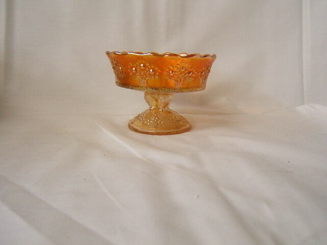 Vintage Fenton "orange Tree" Marigold Carnival Glass Small Compote Vgc