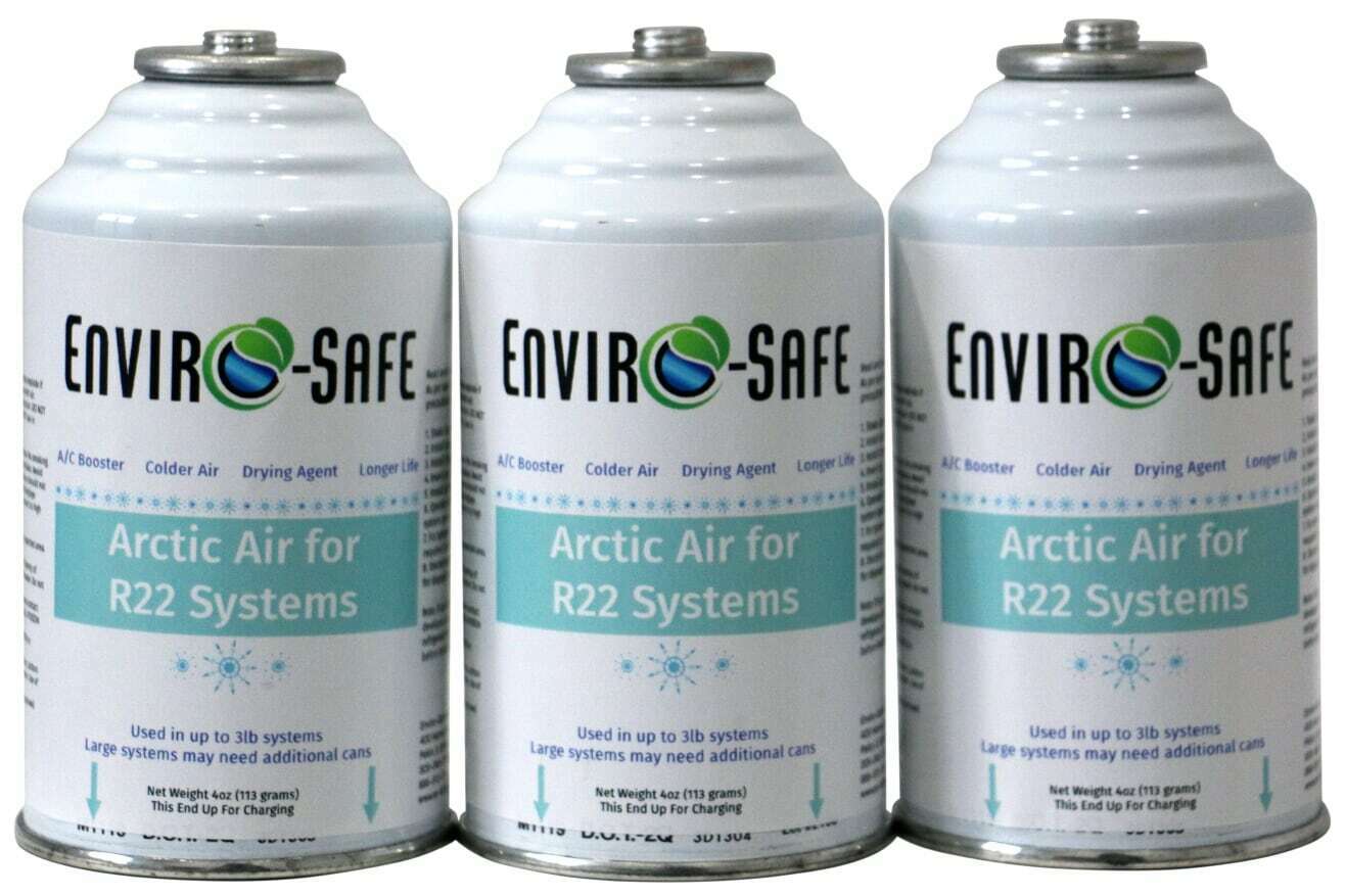 R22, R-22, R 22 Refrigerant Support, Artic Air, Envirosafe, (3) 4 Oz Cans