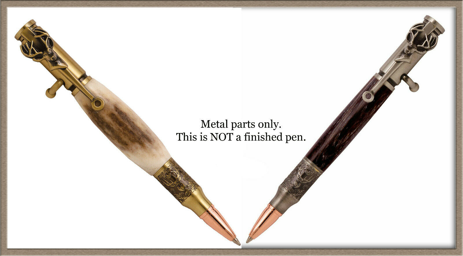 Deer Hunter Bolt Action Antique Pewter Brass Pen Kit Woodturning Fast Shipping