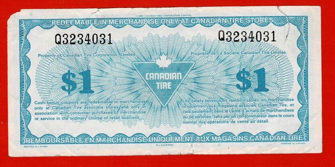 Canadian Tire Money Ctc S11-f Q1 $1.00 Coupon High Q Right Serial Number 1 Void
