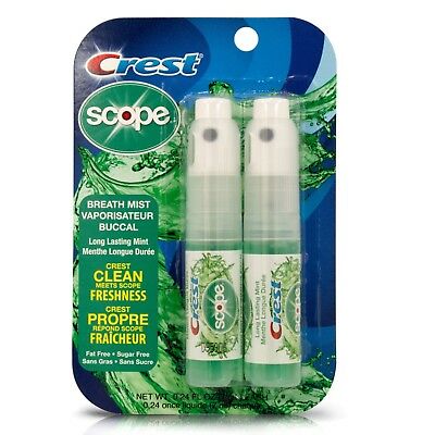 New Crest Scope Outlast Long Lasting Mint Breath Mist 2 Count
