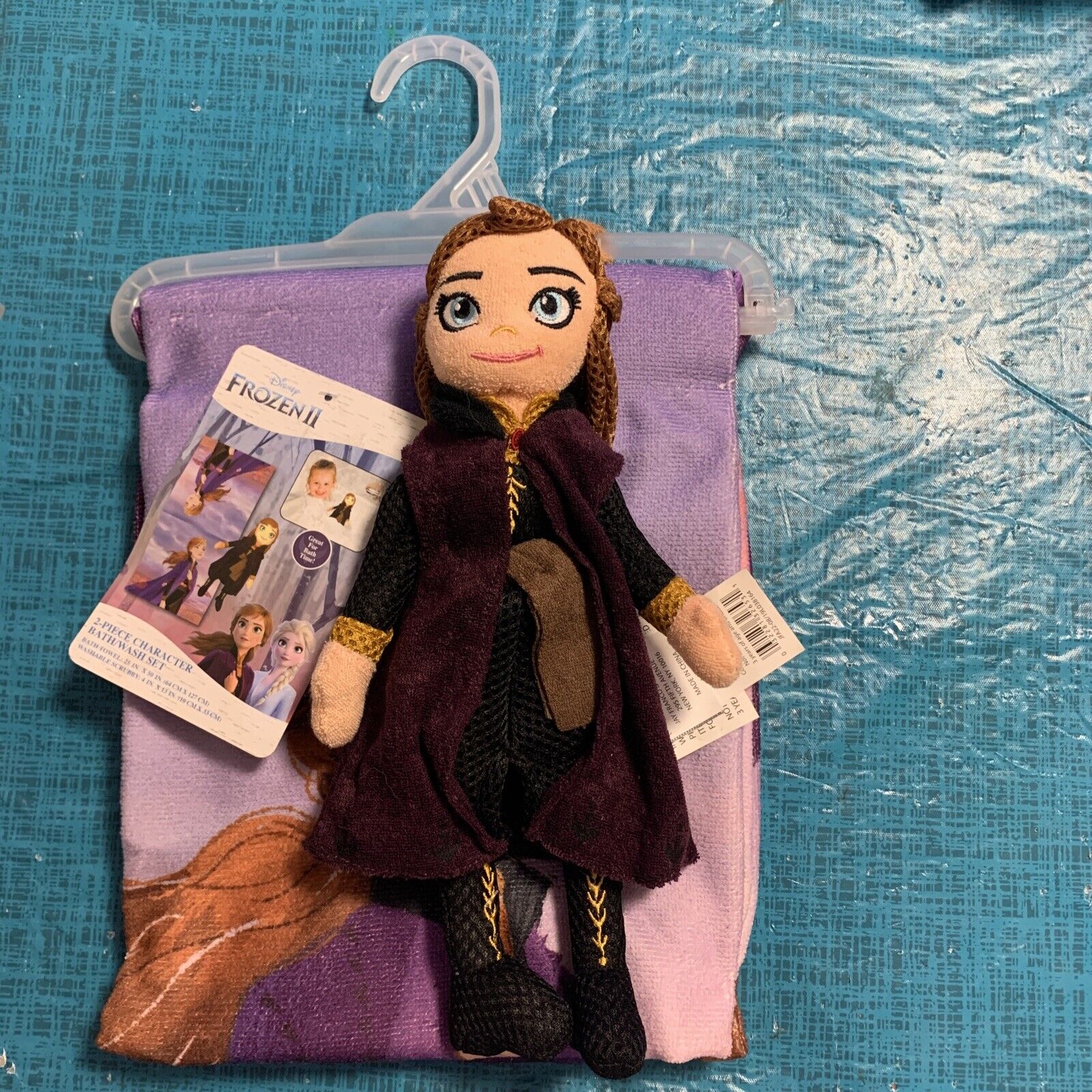 Disney Frozen Ii 2 Piece Anna Character Child's Bath Wash Set Towel Toy Scrubby
