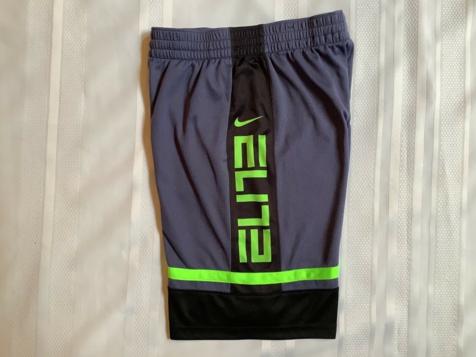 Nike Elite Boys Gray ~ Black~ Neon Youth Athletic Shorts –dri-fit - Size L Large