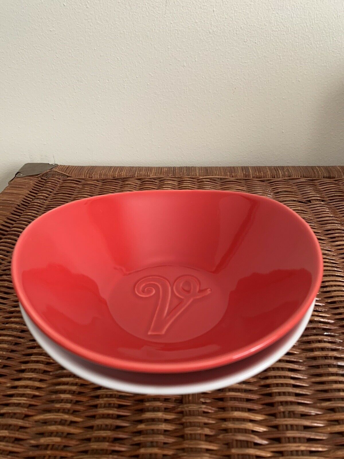 Velata 6 1/2” Serving Bowls Red & White (set Of 2)