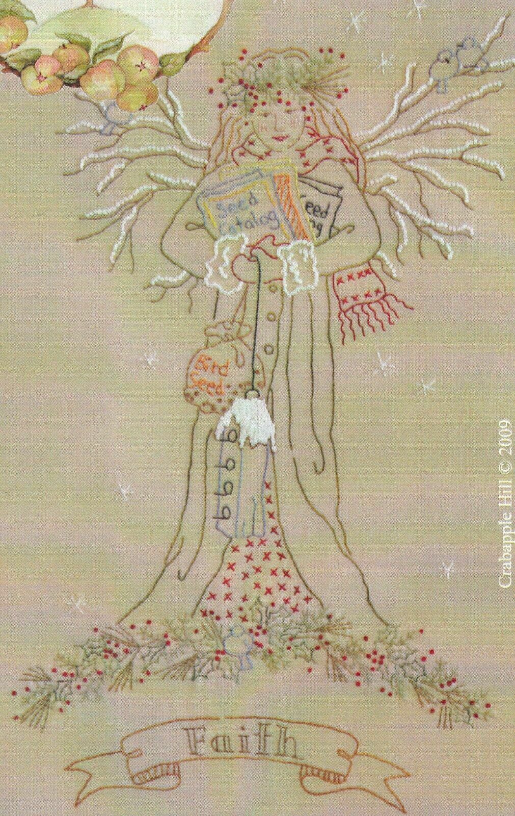 Gardener's Angel Of Winter Hand Embroidery Pattern, From Crabapple Hill Studio