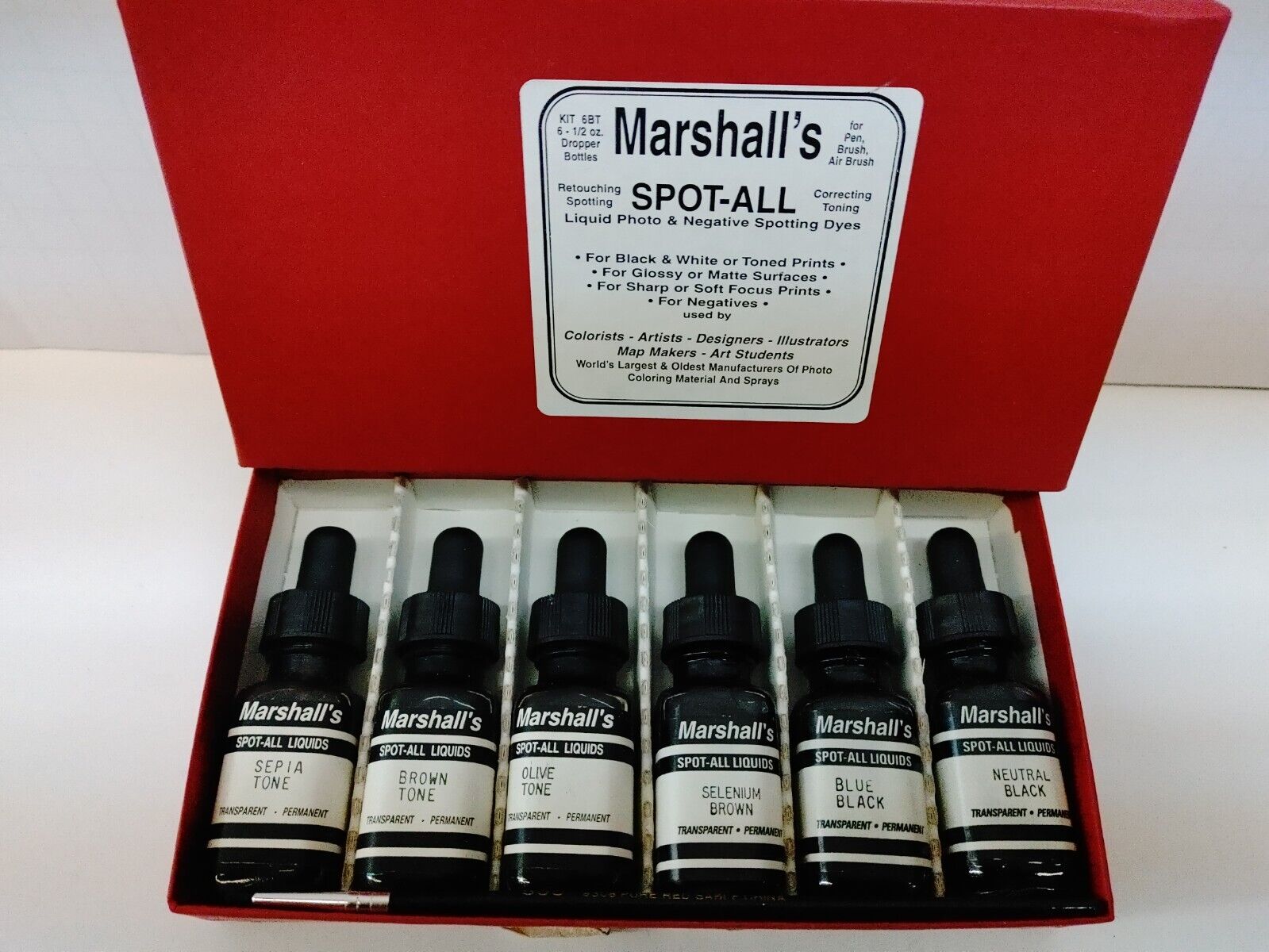 Marshall Retouching Spot-all Retouching Kit For Black & White Prints 6 Colors