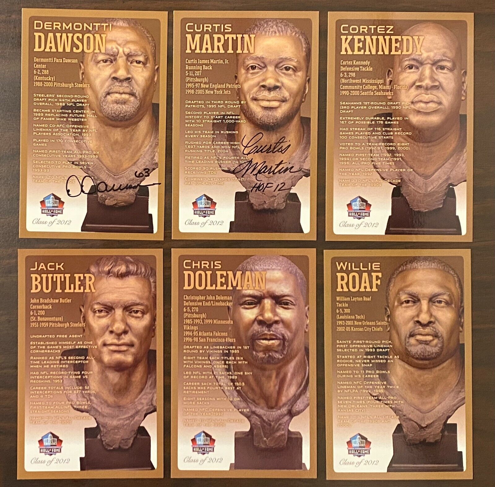 Nfl Pro Football Hall Of Fame Class Of 2012 Signed Bronze Bust Set Auto Cards