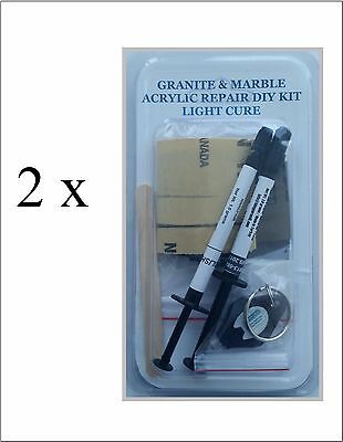 2 Pack - Granite & Marble Acrylic Repair Diy Kit - Light Cure