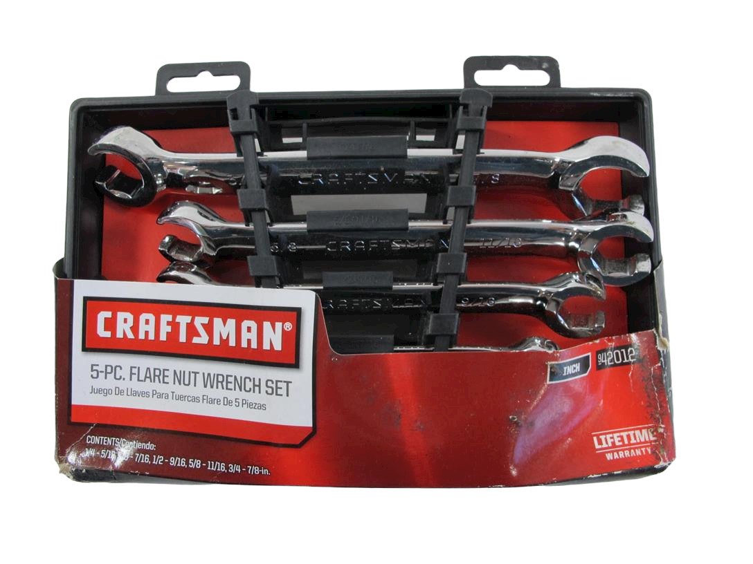 Craftsman New 5 Pc 10 Sizes Flare Nut Wrench Sae Standard Set 42012 Nos Lifetime