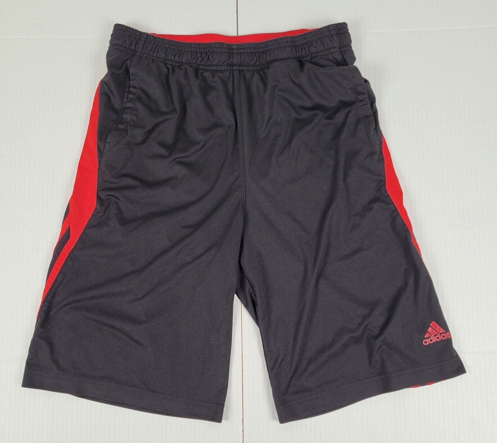 Adidas Climalite Boys Xl Black Red Drawstring Basketball Shorts