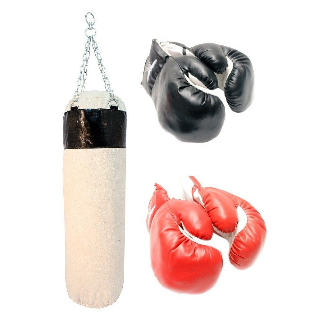Punching Bag W/ 2 Pairs Of Boxing Gloves Mma Training Sparring Canvas Heavy Duty