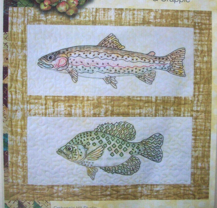Rainbow Trout Crappie Fish Hook Line Sinker Quilt Embroidery Pattern