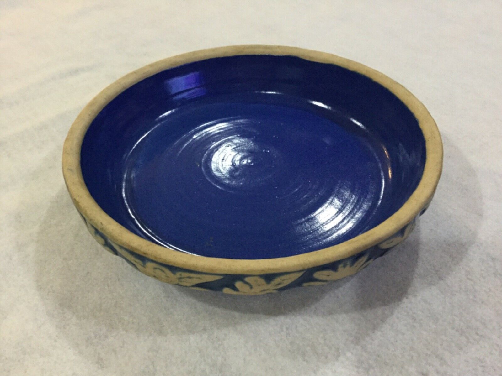 Cobalt Blue Pie Plate By Clay City Pottery Marked "10" On The Bottom