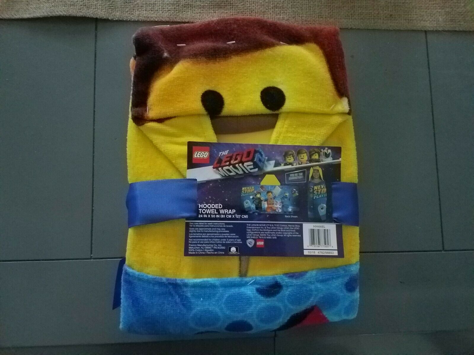 The Lego Movie 2 Hooded Towel Wrap, Kids Bath Towel. 24"×50"