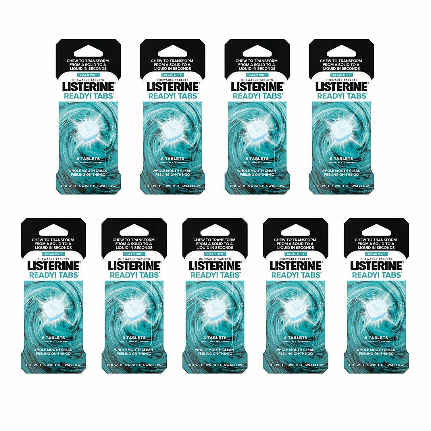Listerine Ready! Tablets Clean Mint Fresh Breath Chewable Sugar Free 72 Count