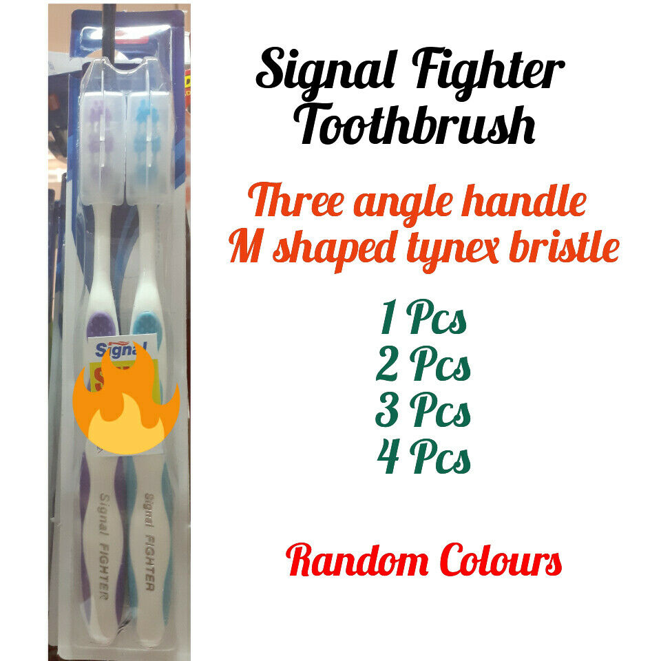 Signal Three Angled Handle Toothbrush Adults Teenagers M-shaped Tynex Bristle