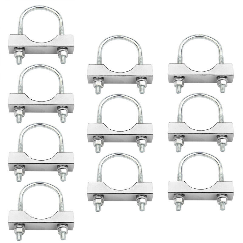 10 Pcs U-bolt Clamp, 1⅝" Open Width U Pipe Clamps Hardware Steel Antenna Clamps