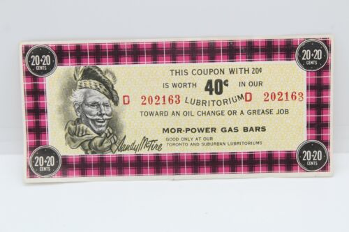 Canadian Tire 20+20 Cents Mor-power Gas Bar We Pay Half Sm. Seal Mp2b-40d1 Note