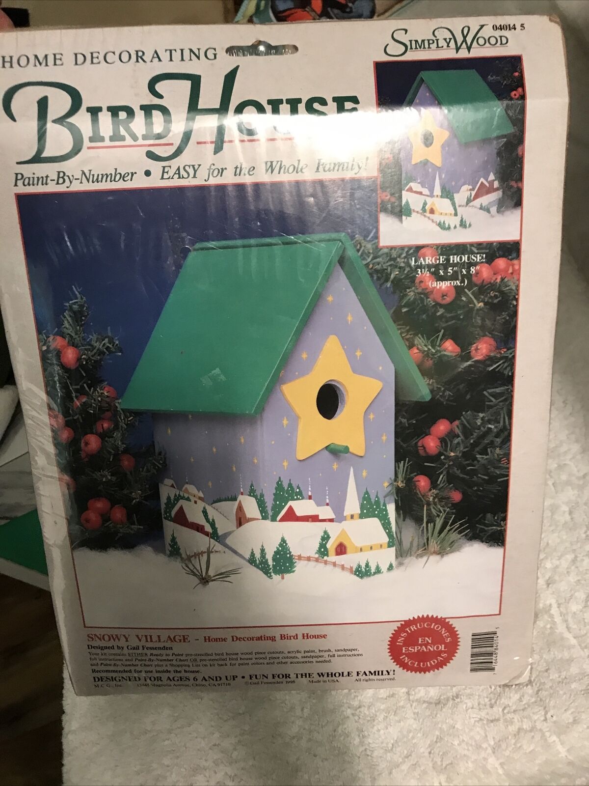 Simply Wood Bird House Kit Paint By Number Snowy Village  Size 3 1/2”×5”×8￼”