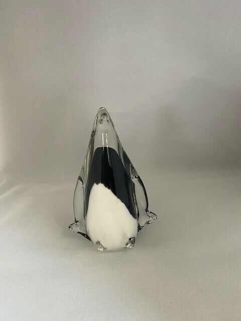 Vintage Murano Glass Penguin Paperweight 5" High 3.5" Wide