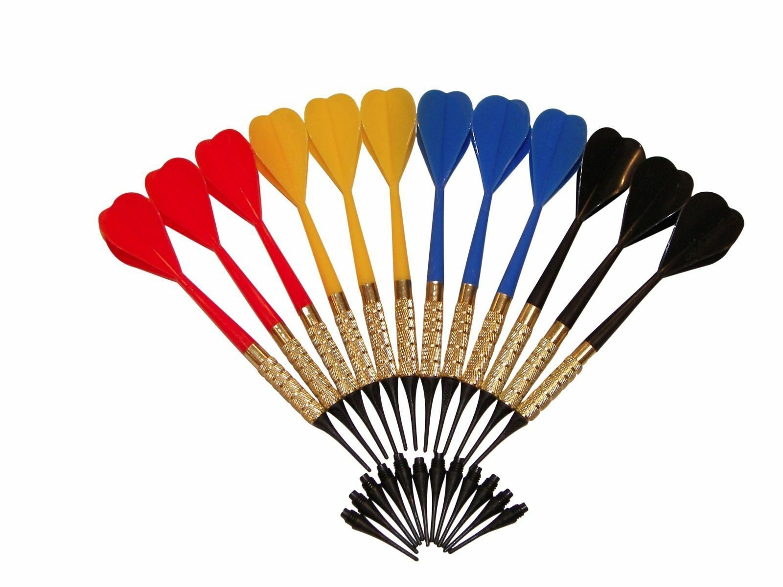 12 Dart Pro Plastic Soft Tip Darts Assorted Colors Pub Bar Darts + 50 Extra Tips