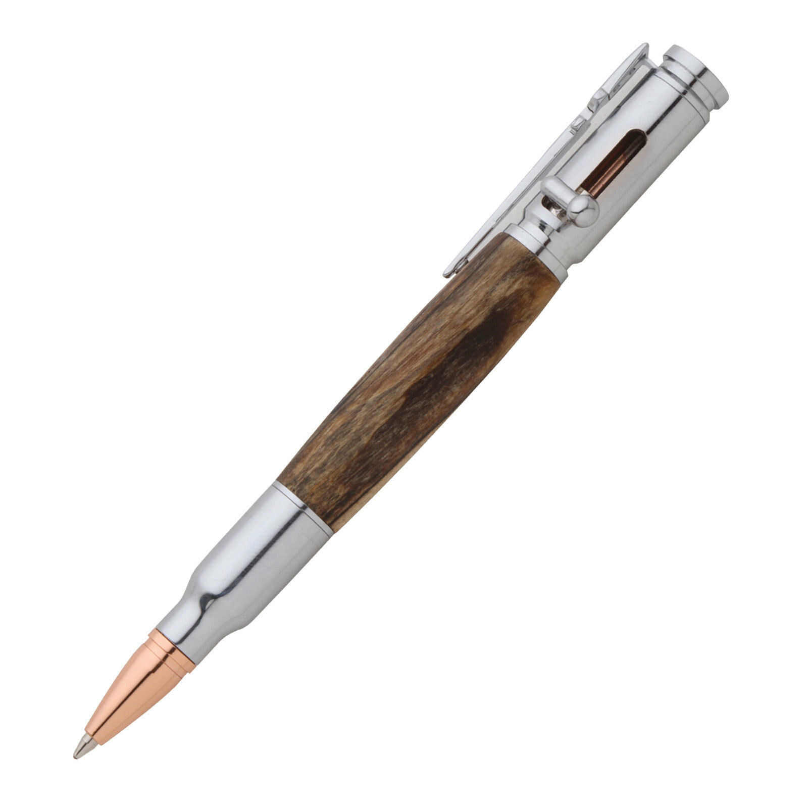 Chrome, 30 Caliber Bolt Action Bullet Pen Woodturning Kit