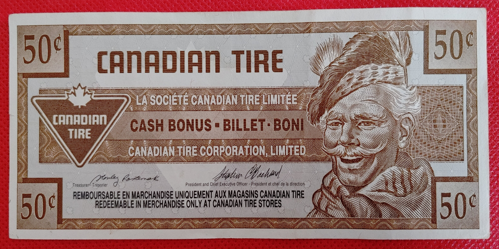 Semi-rare Canadian Tire Fifty Cent Paper Bill  - Relatively Low Serial