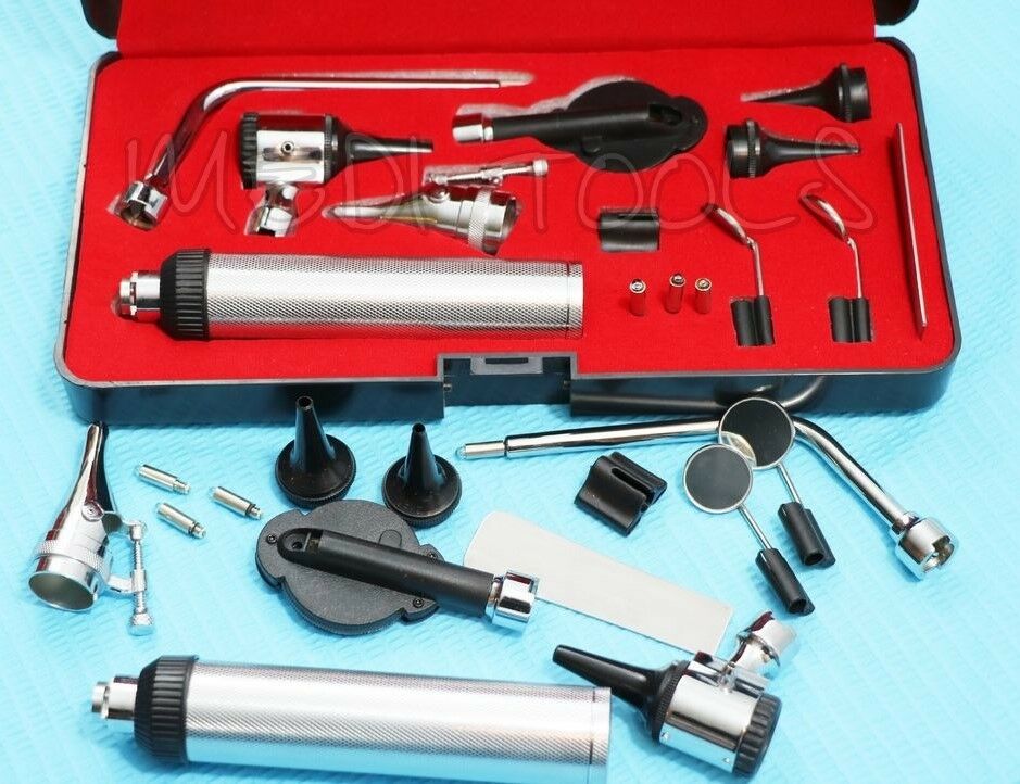 New Professional Ophthalmoscope / Otoscope Set Ent Surgical Instruments+3 Bulb