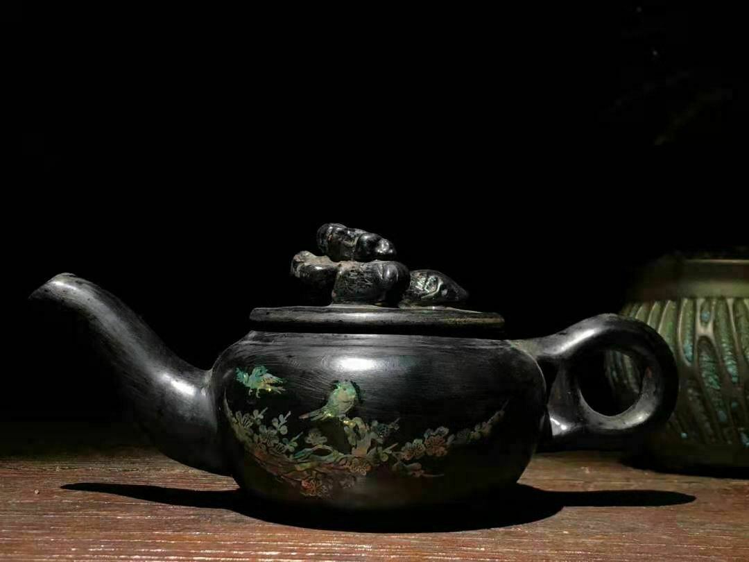 Chinese Yixing Zisha Clay Inlaid Shell Handmade Exquisite Teapot Wzs132