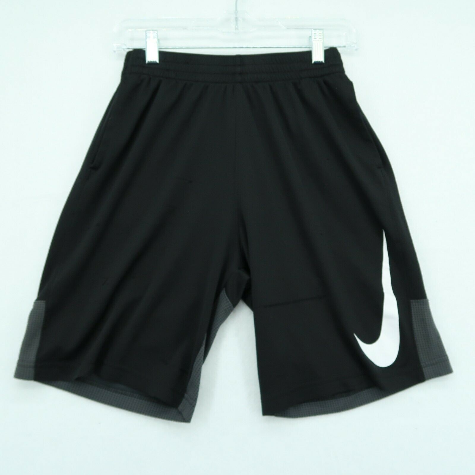 Nike Activewear Shorts Youth Boys Xl Drifit Black With Big White Swoosh