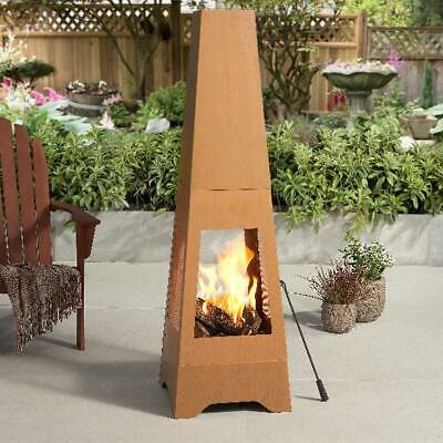 Suntree 59-inch Steel Real Wood Burning Chiminea Outdoor Backyard Patio Fire Pit