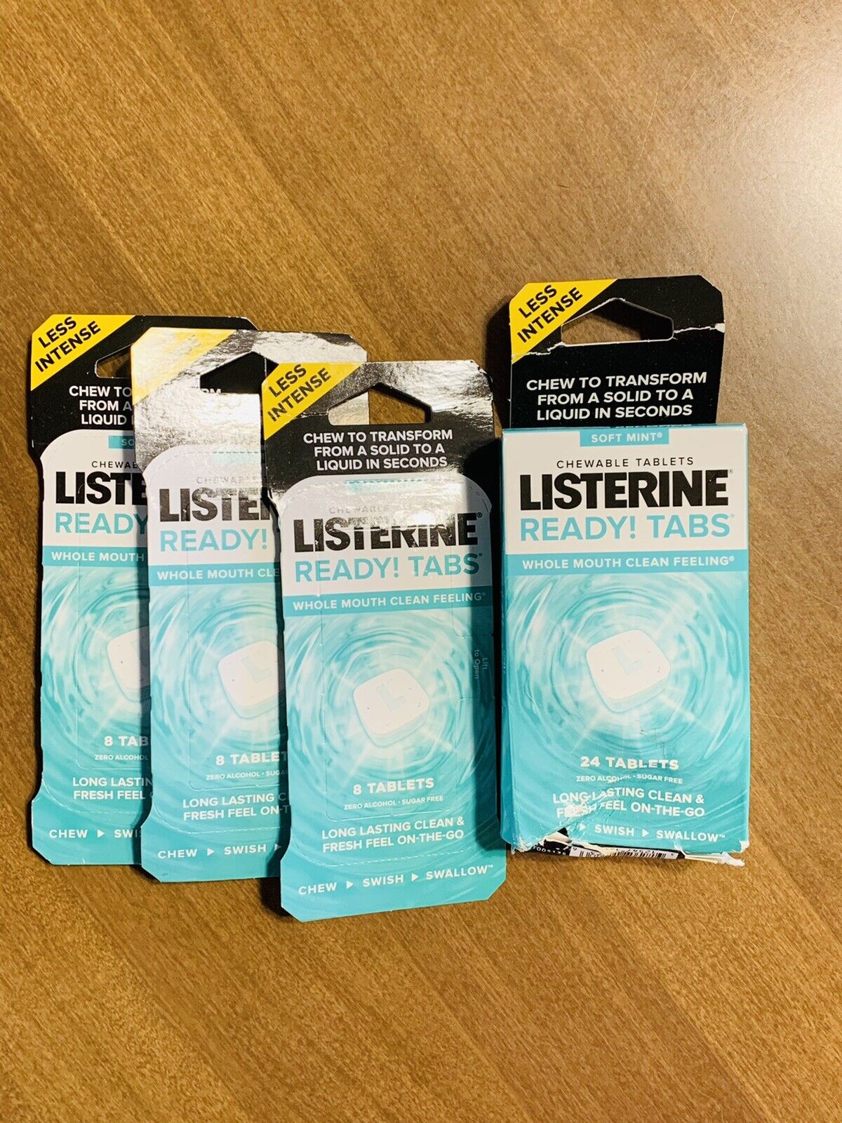 Listerine Soft Mint Chewable Ready! Tabs 4 Pack=48 Tablets - Soft Mint - New