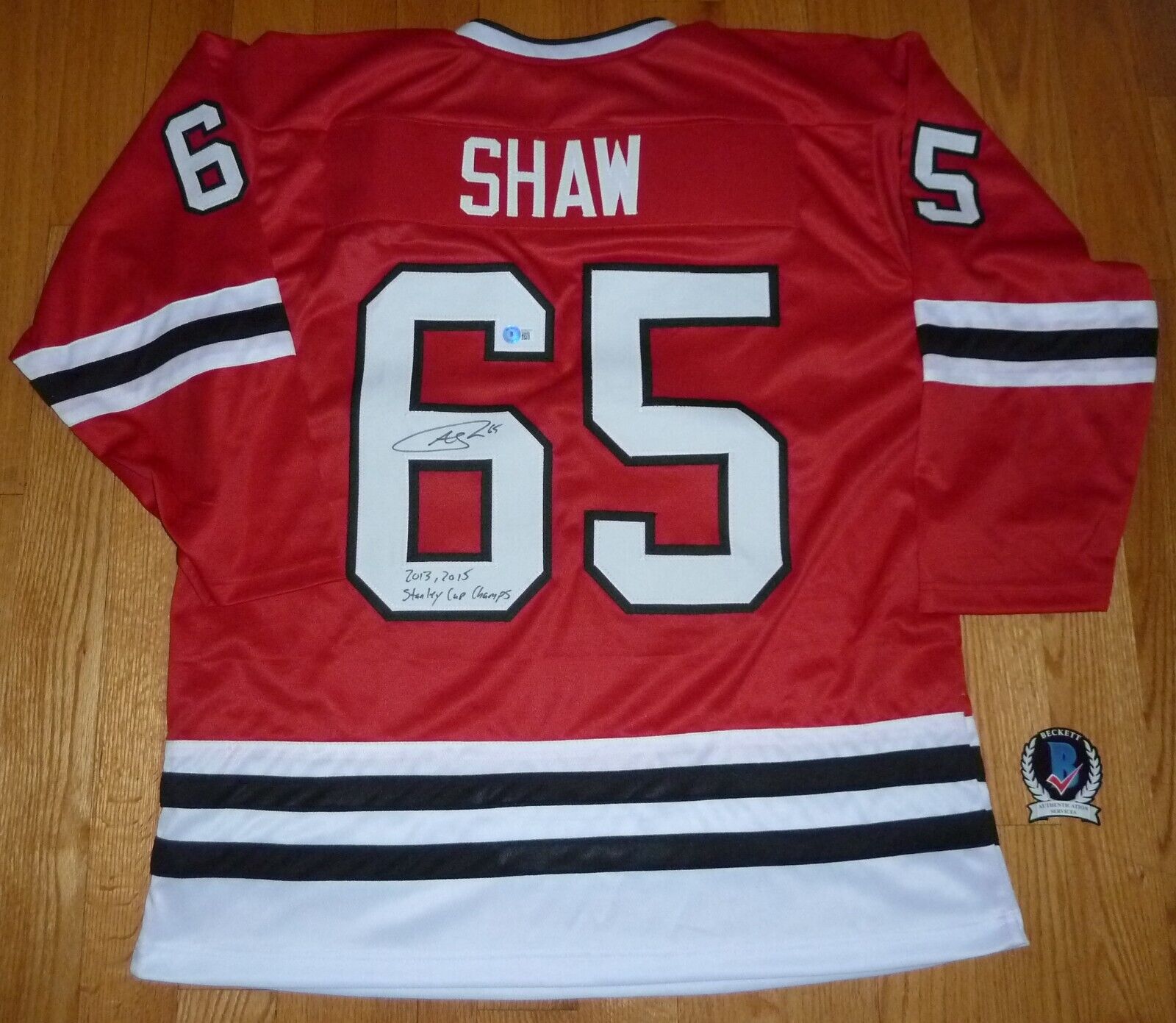Beckett Andrew Shaw Cup Inscribed Signed Generic Red Chicago Jersey Ww82003 Xl