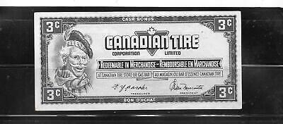 Canada Tire 1974 3 Cent Vf Used Old Vintage Banknote Paper Money  Note Bill