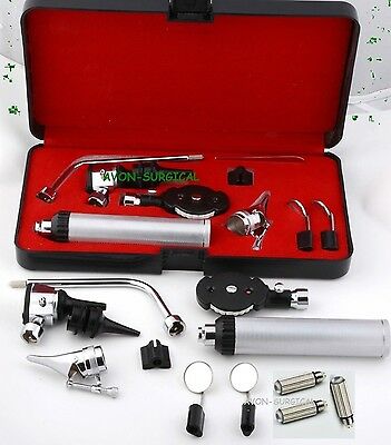 New Ent Opthalmoscope Ophthalmoscope Otoscope Nasal Diagnostic Set Kit + 3 Bulb