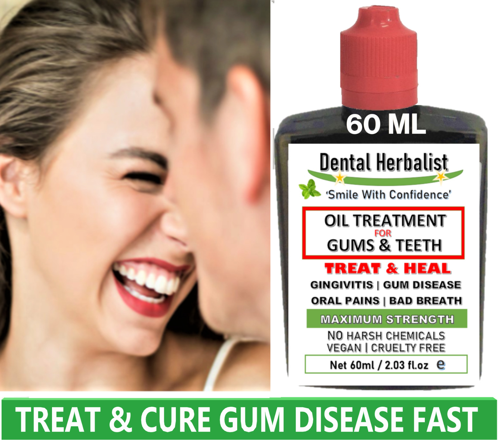 Gum Disease Oil Total Care Mouthwash Fresh Breath Healthy Teeth & Gums 60 Ml