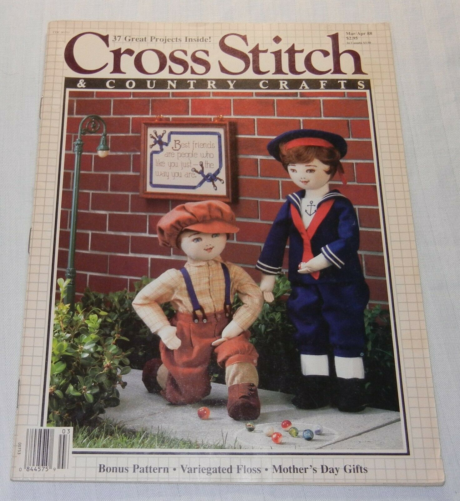 1988 Cross Stitch & Country Crafts Magazine March/april - Issue Has 37 Projects