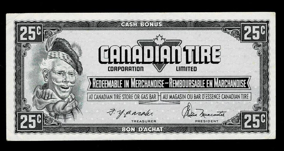 Canadian Tire Money 1973 25-cent Store Coupon  S04-d Vf  Red Serial #bm0006427