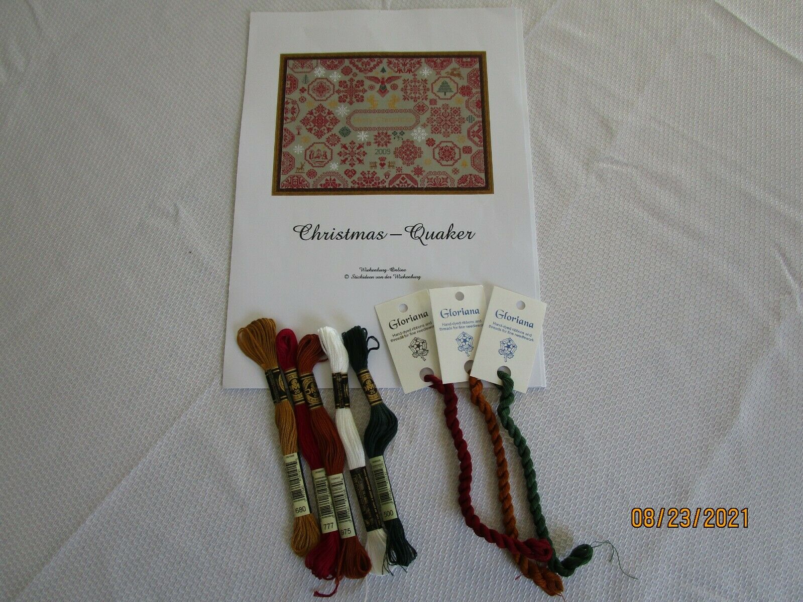 Christmas By Quaker Cross Stitch Kit, Chart And Hand Dyed Floss, Dmc Floss