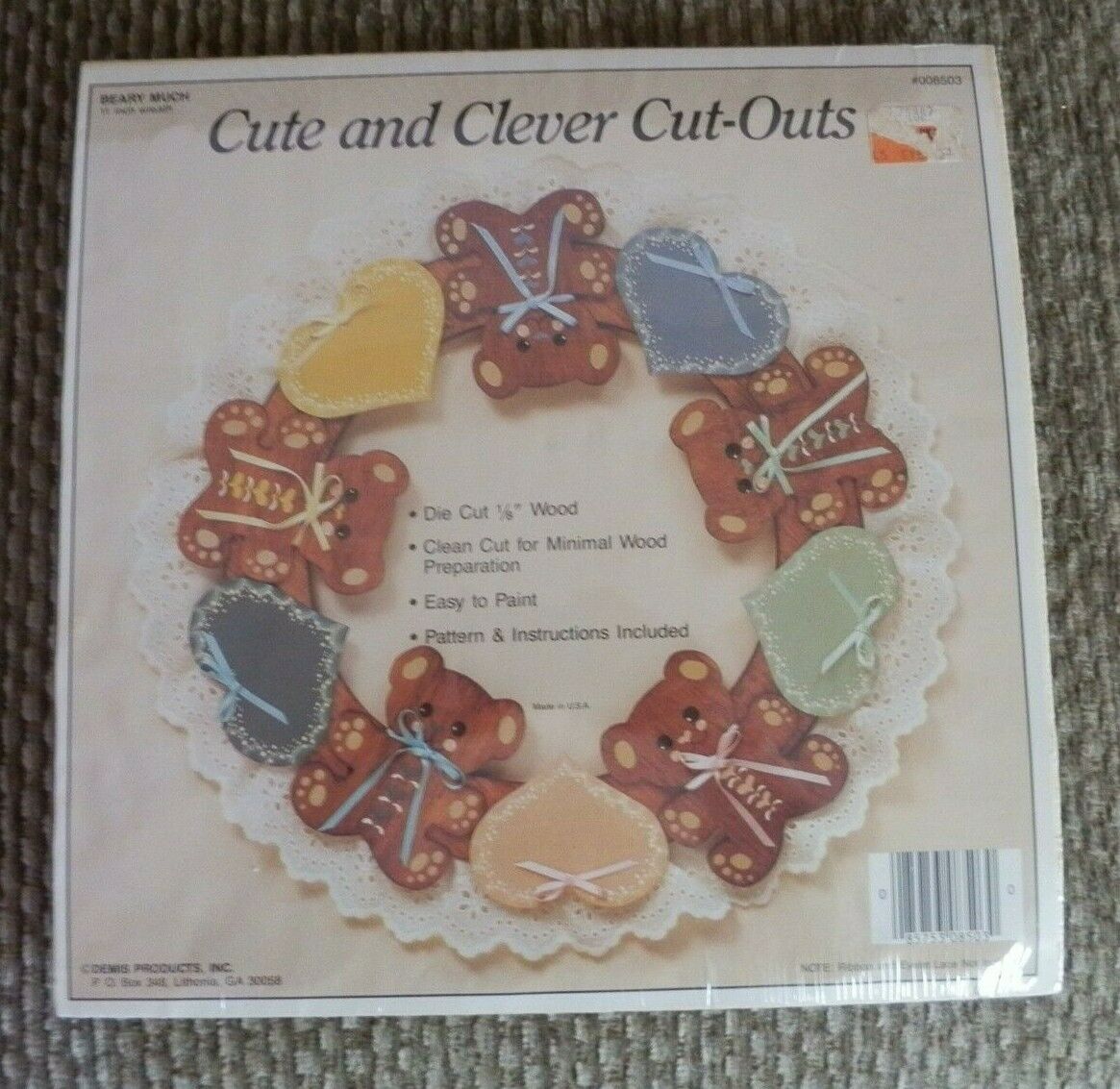 New Sealed Wood Wreath Kit Beary Much Teddy Bears & Hearts Cute & Clever Cut Out