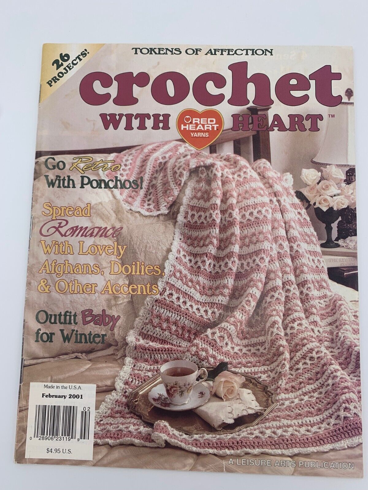 Crochet With Red Heart  Tokens Of Affection February 2001 Vintage Magazine