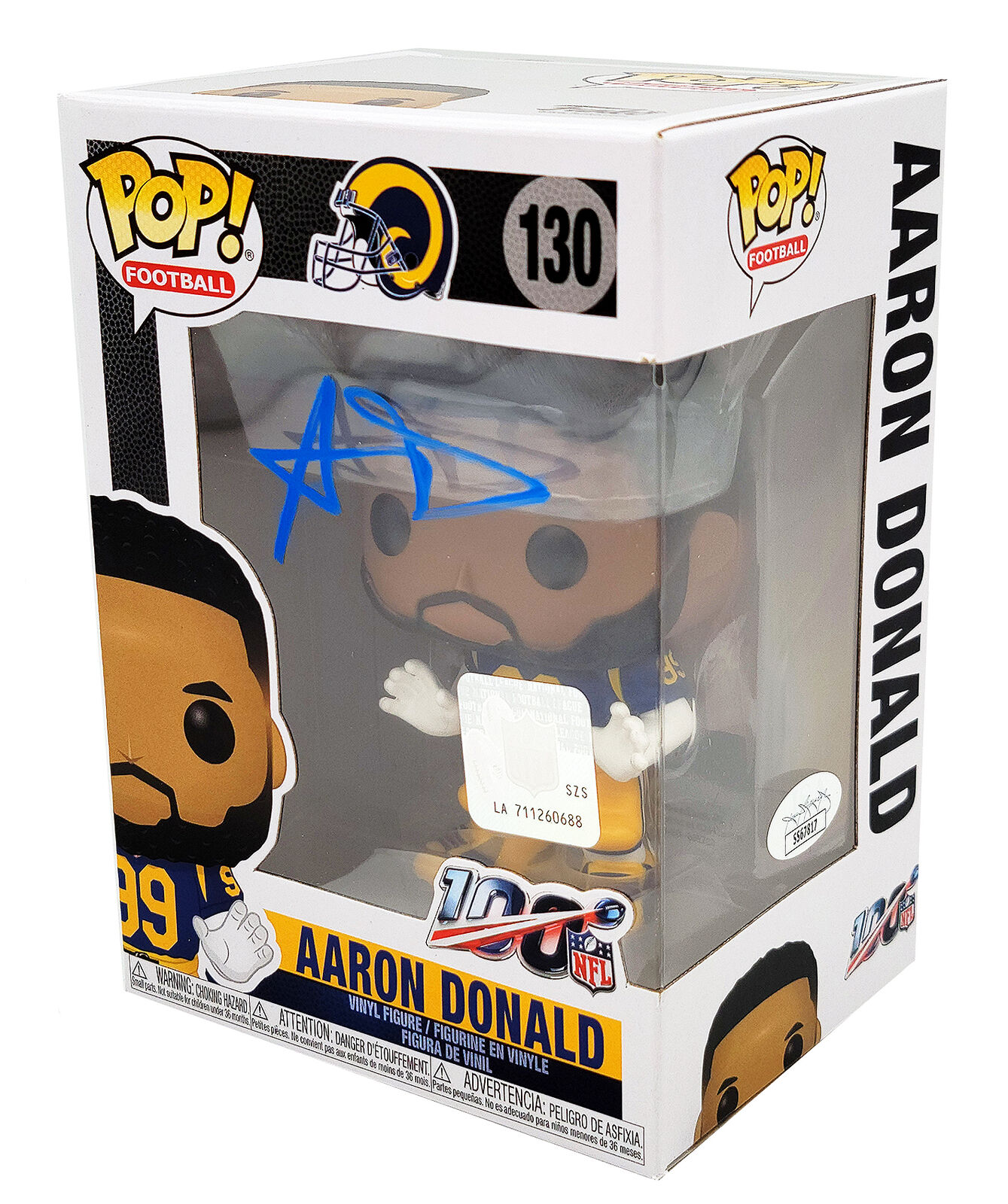 Aaron Donald Autographed Funko Pop Vinyl Figurine Rams Signed In Blue Jsa 201990