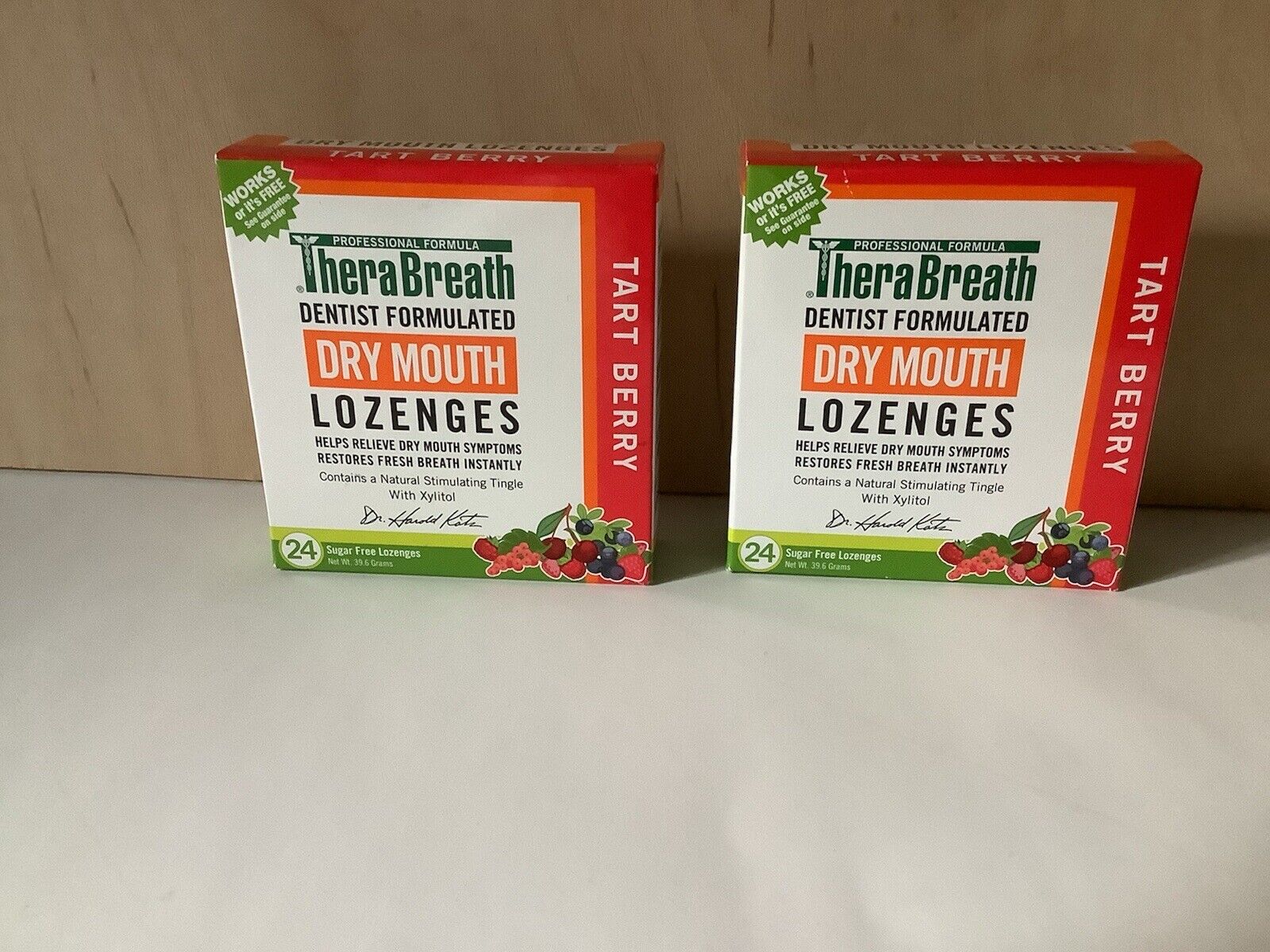 2 Therabreath Dry Mouth Lozenges, Tart Berry 24 Count Each 48 Total Exp 9/2023