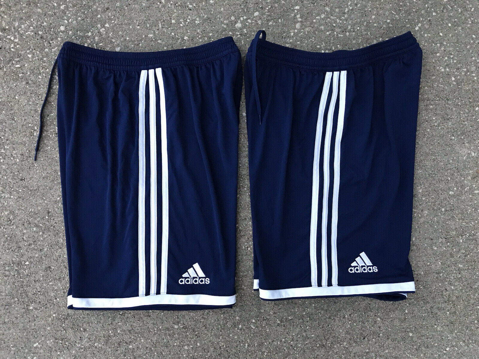 Adidas Climalite Youth Xl Soccer Shorts Lot 2 Pair Navy Blue White Stripe Cf9588