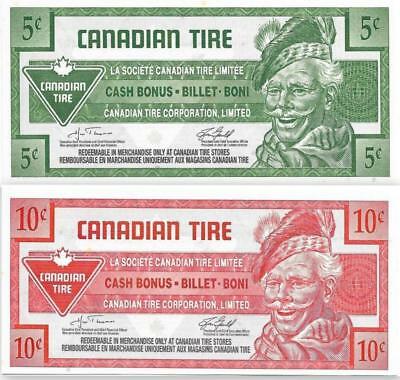 Set 🍁 2007 Canadian Tire 🍁 5 + 10 Cent Coupons; Mint 🍁