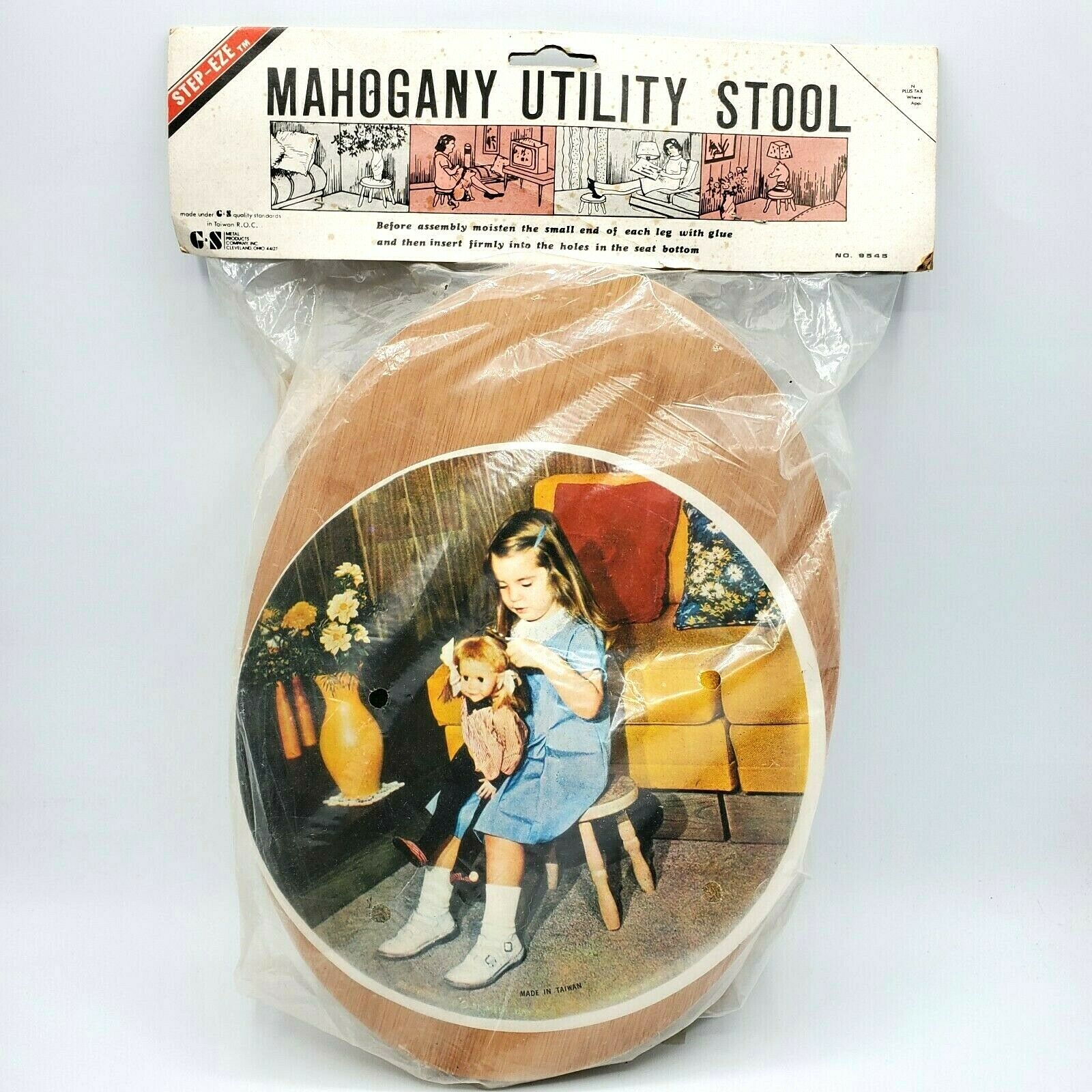Vintage Mahogany Foot Stool Kit Four Legged 1970s Wooden Craft Project Nos