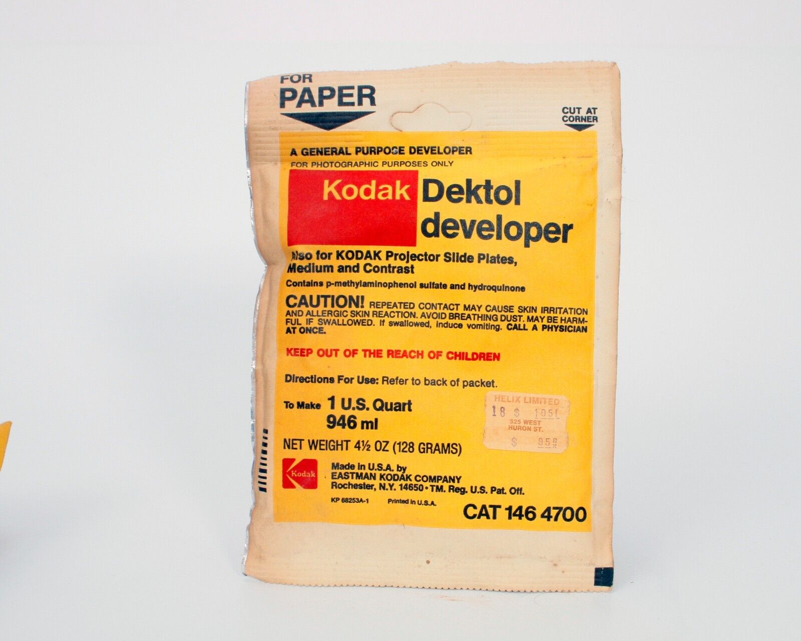 Vintage Kodak Dektol Developer  Cat 146 4700 For 1 Us Quart, Expired