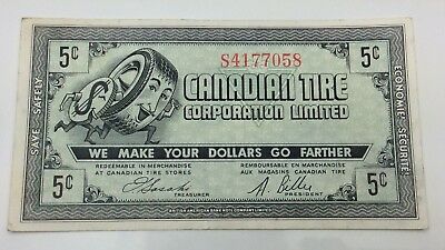 1962 Canadian Tire Five 5 Cents Ctc-7-a1 Extra Fine Money Bonus Banknote D050