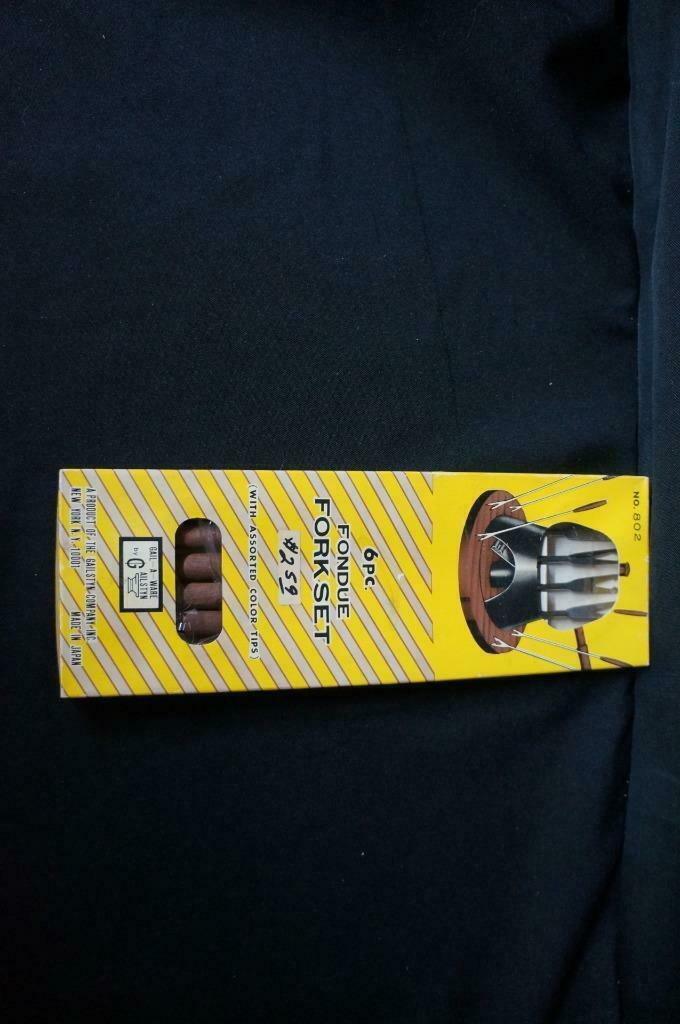 Gailstyn Fondue Forks 6 Color Code Teak Handle Stainless Japan Original Box